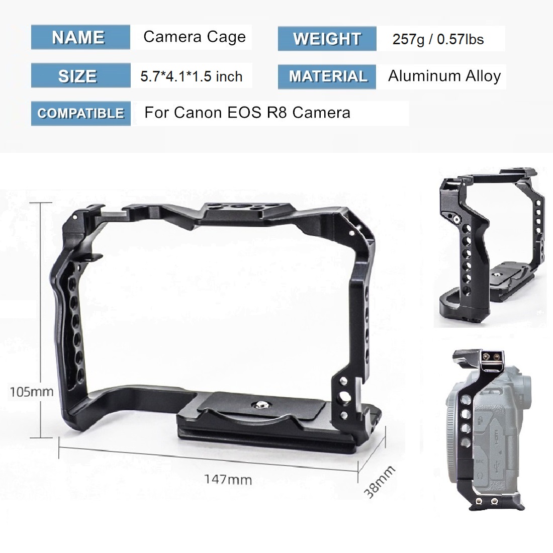 Cage de caméra à cadre de prot - Canon Camera Eos R8 avis et prix